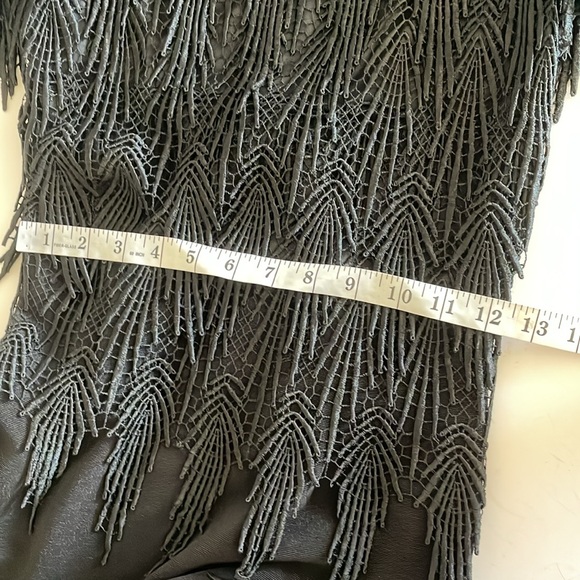 Vintage Pelicana Black Fringe Short Sleeve Formal Special Occasion Dress sz S - Picture 9 of 10